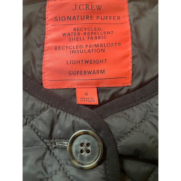 J.CREW Signature Puffer Quilted Lightweight Lady Jacket Primaloft sz 6 Black - Picture 3 of 6